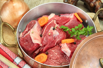 raw meat with vegetables