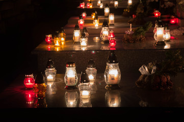 Candles for All Souls' Day in the cemetery