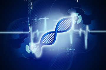 3d rendered dna in color background