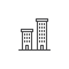 Office buildings outline icon. linear style sign for mobile concept and web design. Skyscrapers simple line vector icon. Symbol, logo illustration. Pixel perfect vector graphics