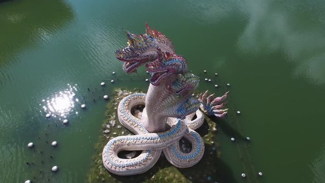 Snakes Statue, Dragon Aerial Side View, Partially Stationary