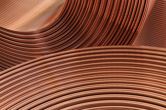 Closeup of copper wires. 3D illustration 