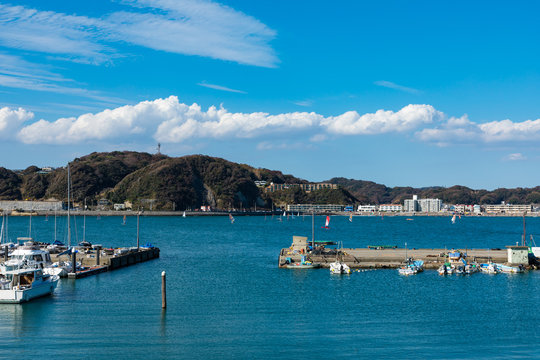 (神奈川県ｰ風景)葉山港から見る逗子海岸の風景２