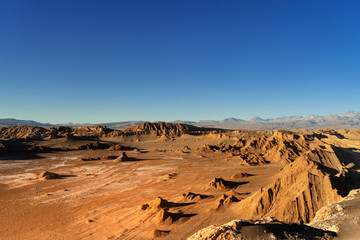 atacama desert, valle de marte, sand and sun landscape that look like mars