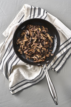 Variety of sauteed mushrooms in a Pan