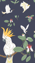 Obraz premium Pattern, background with with feijoa flowers
