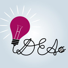 Light bulb idea.Isolated on gray background.