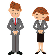 お辞儀をする会社員