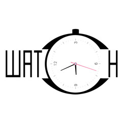 The letter design of the watch. Isolated on white background.