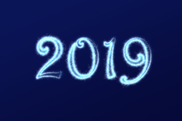 Neujahr 2019 Silvester Party als Hintergrund blau