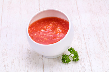 Horseradish sauce in the bowl