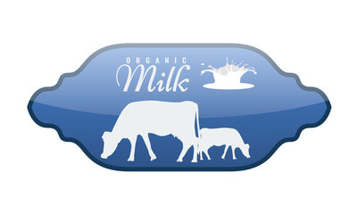 Vector Milk Label with milk splash and cow silhouette.