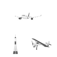 Vector design of plane and transport symbol. Collection of plane and sky vector icon for stock.