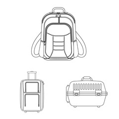 Vector design of suitcase and baggage icon. Set of suitcase and journey stock symbol for web.