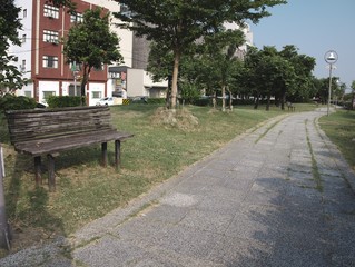 Bench and path in park