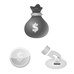 Vector design of bank and money icon. Collection of bank and bill stock symbol for web.