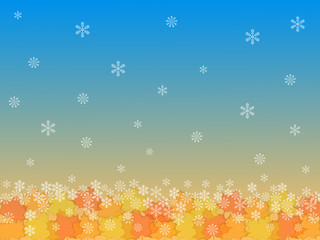 Vector background with snowflakes and fall leaves