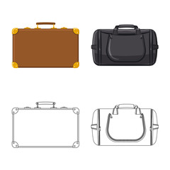 Vector illustration of suitcase and baggage symbol. Set of suitcase and journey stock symbol for web.