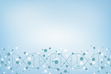 DNA helix and molecular structure. Science and technology concept with molecules background.