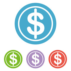 dollar coin icon. vector money - investment symbol