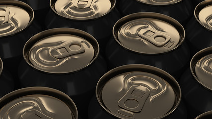 Big black soda cans on white background