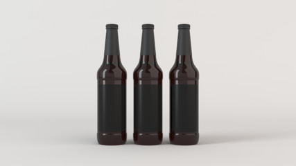 Mock up of tall beer bottles with blank labels