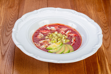 Gazpacho soup with crab