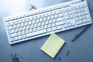 keyboard with stationary on table