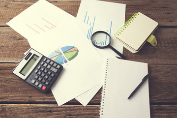 calculator with notepad on graph