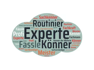 Foto op Plexiglas Das Wort - Experte - abgebildet in einer Wortwolke mit zusammenhängenden Wörtern © domoskanonos