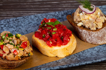 Delicious assorted bruschette