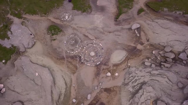 Drone aerial shot of The Sphinx at bucegi mountains. Geological shapes Babele complex Rock formations Symbol