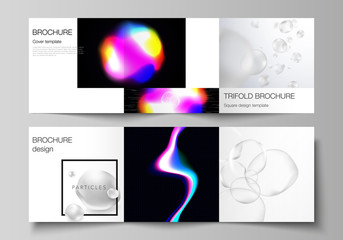 Vector layout of two square format covers design templates for trifold square brochure, flyer, magazine. SPA and healthcare design, sci-fi technology background. Futuristic, medical consept background