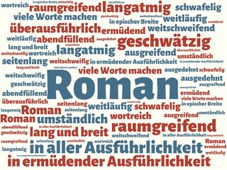 Das Wort - Roman - abgebildet in einer Wortwolke mit zusammenhängenden Wörtern