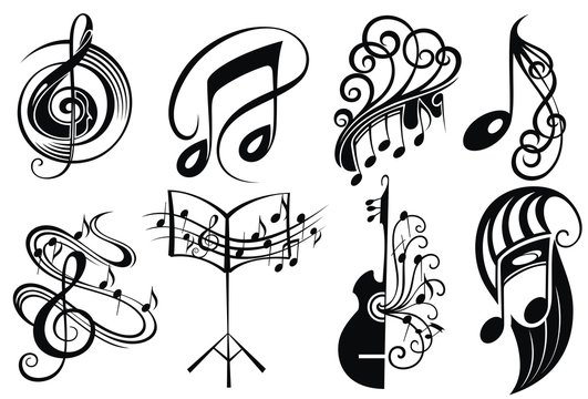 Vector set of logo music.Tattoo design