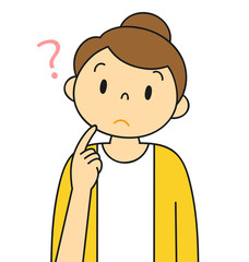 考える女性　疑問