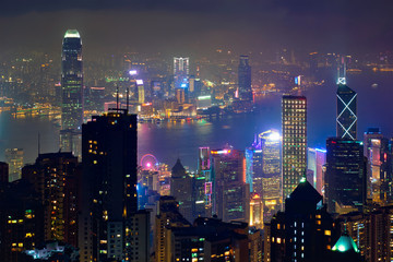 Fototapeta premium Hong Kong skyscrapers skyline cityscape view