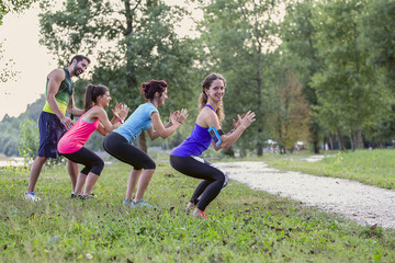 fitness outdoor workout with trainer