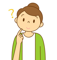 考える女性　疑問
