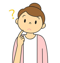 考える女性　疑問