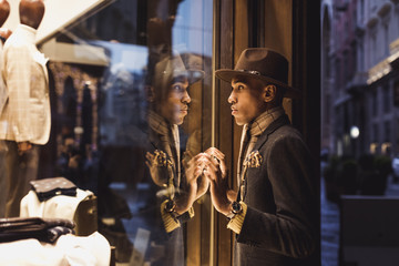 Fashionable Man looking for new luxury clothes