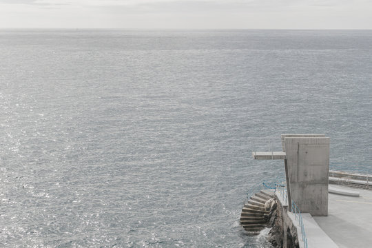 Concrete diving board and ocean in Madeira