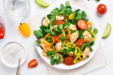 Vegetable salad with chicken meat