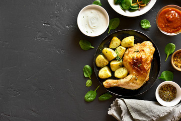 Fried chicken leg with potato