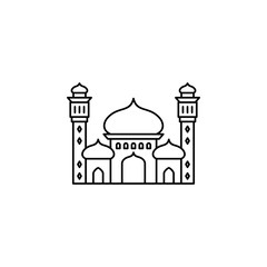 Islamic mosque outline icon.