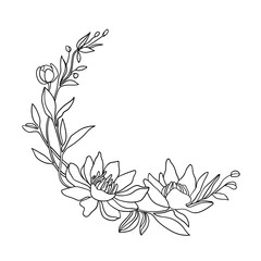 Wreath with magnolia isolated on a white background, Wedding Wreath, Wreath frame