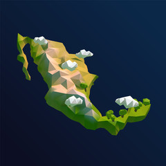 Mexico Vector Low Poly 3D Cartoon Map © VectorVictor