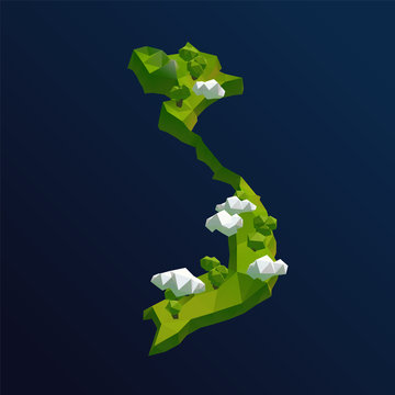 Vietnam Vector Low Poly 3D Cartoon Map