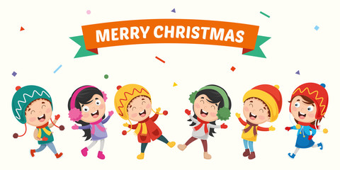 Fototapeta na wymiar Vector Illustration Of Christmas Children