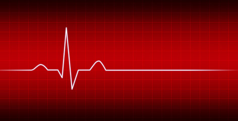 EKG Heart Line Monitor with red background